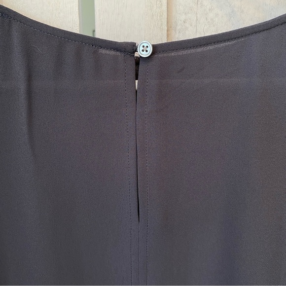 LOFT Ruffle Sleeve Peasant Top Women’s XS Charcoal Grey Semi-Sheer Feminine - Picture 7 of 9